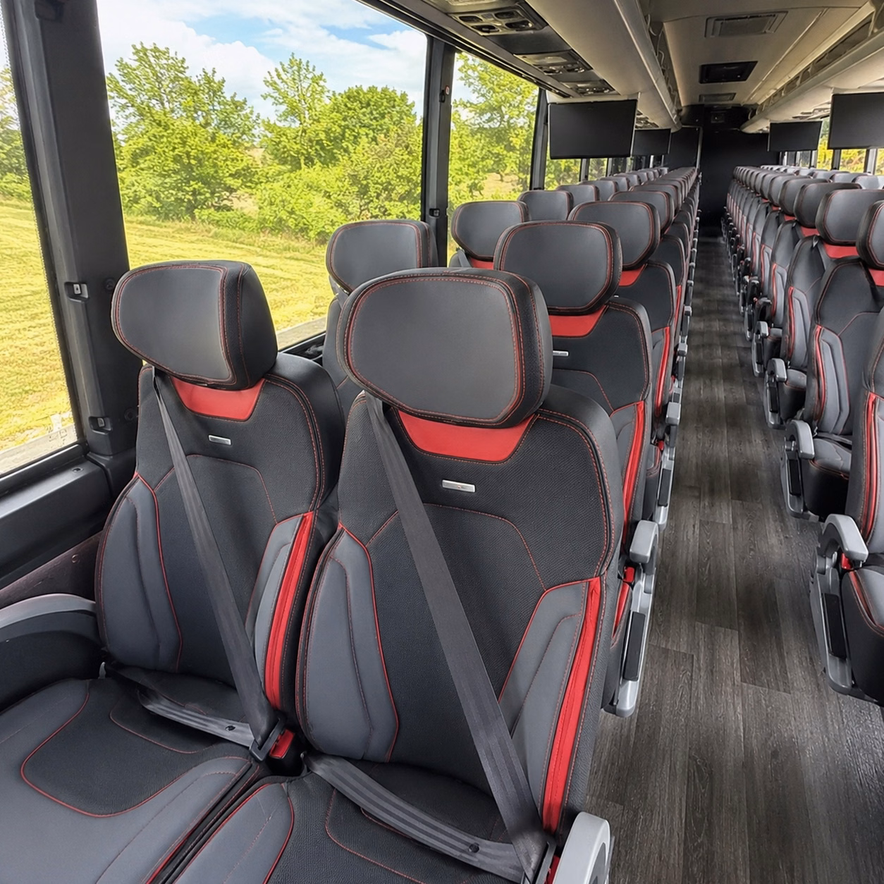 56 passenger charter bus inside